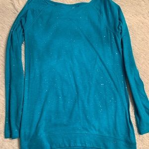 So Clothing Dark Aqua Long Sleeve Glitter Shirt